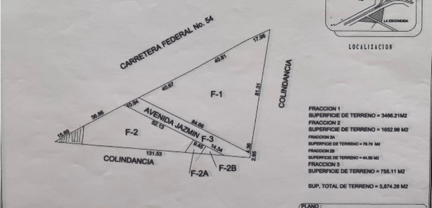 Terreno Comercial en Venta en Zacatecas, Zac. en La Escondida, Frente al Tecnológico de Zacatecas