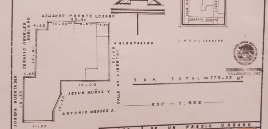 Terreno con Construcción en Venta en Villanueva, Zac. En El Centro
