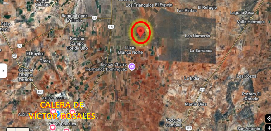 Rancho en Venta en Calera Zacatecas, por carretera  a Nuevo Mercurio hasta Colonia Carrillo Puerto